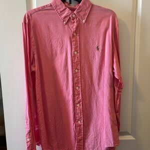 Ralph Lauren Pink Casual Button Down Shirt with Logo